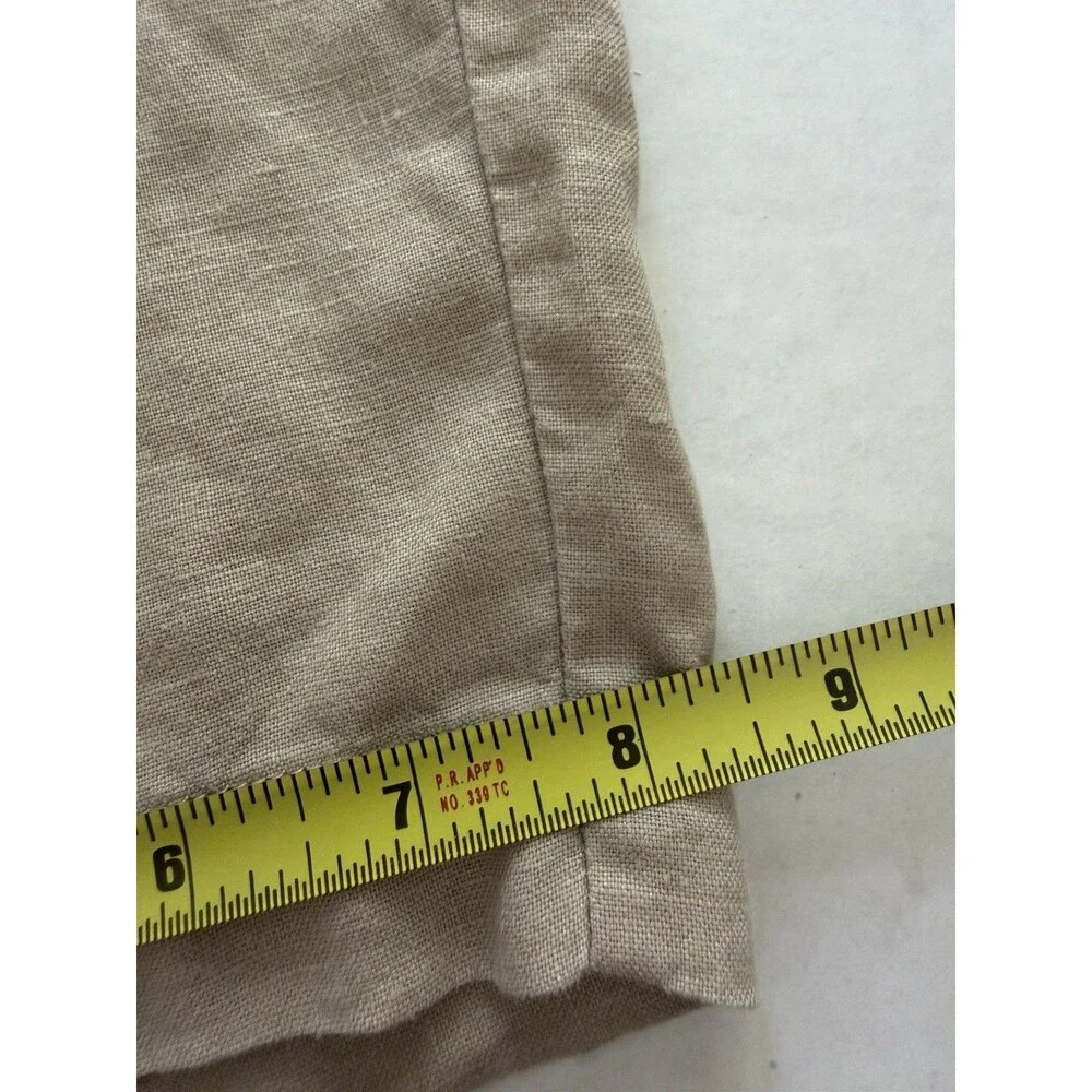 Quince Pants Womens Medium Beige 100% Linen Pull On Elastic Waist Pockets Luxury